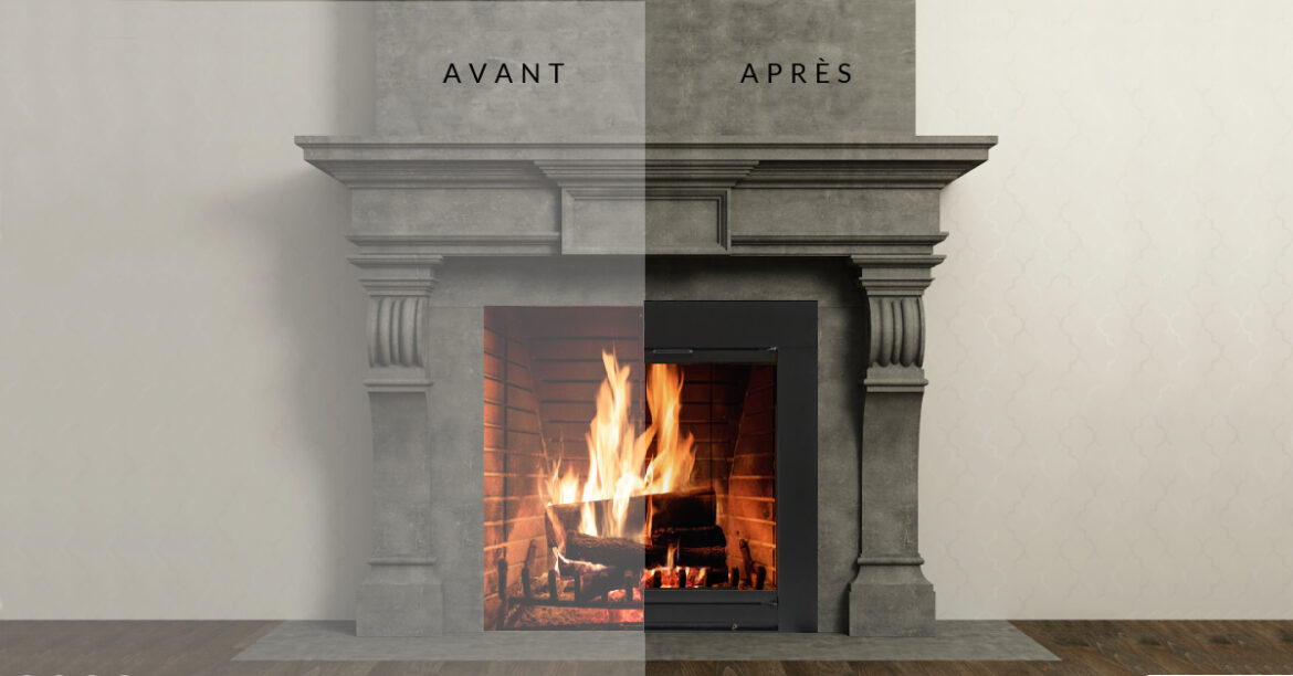 Avant et après foyer sans et avec portes de Design Specialties. Devrais-je ajouter des portes à mon foyer? Pourquoi des portes pour foyer?
