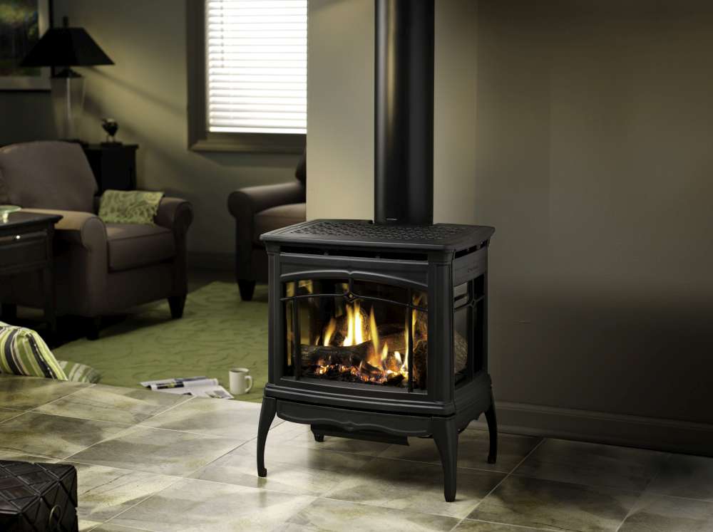 Poêle foyer au gaz Bristol8763 par Hearthstone, noir mat