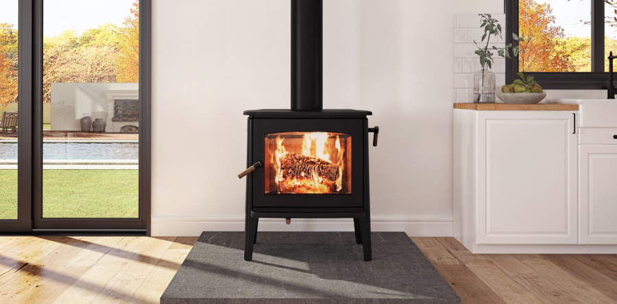 Poêle à bois Hipster®14 par Ambiance® avec technologie TruHybrid, pièce blanche